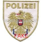 Polizei Ärmelabzeichen weiss / goldlurex (Phantasieabzeichen)